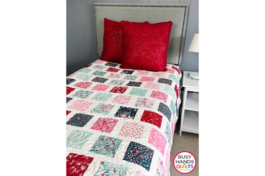 Market Square Throw Quilt in Berry Market - a New Quilt Pattern!