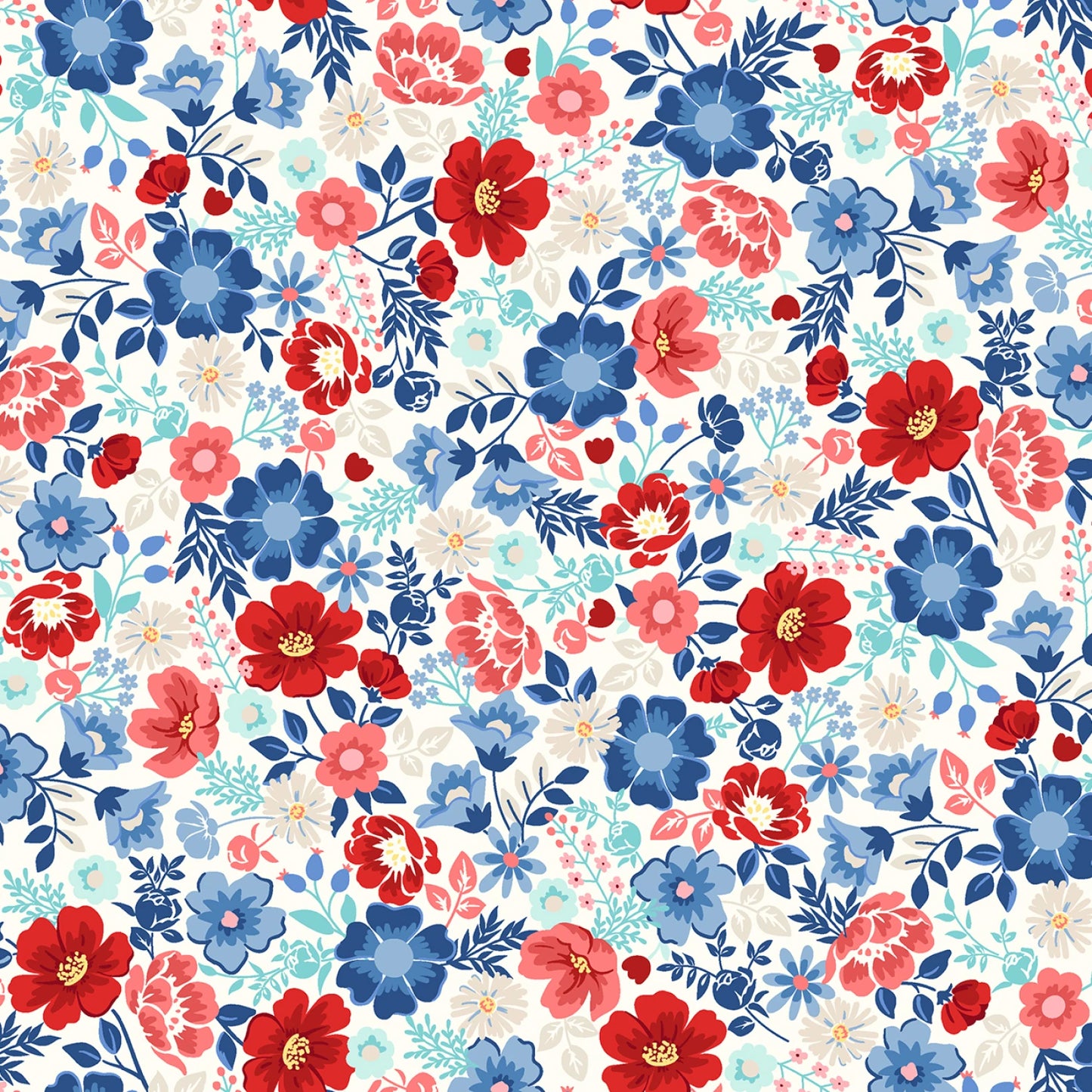 By the Half Yard - Star Spangled Soft White Flower Parade by Kimberbell Designs 10840M-E #418