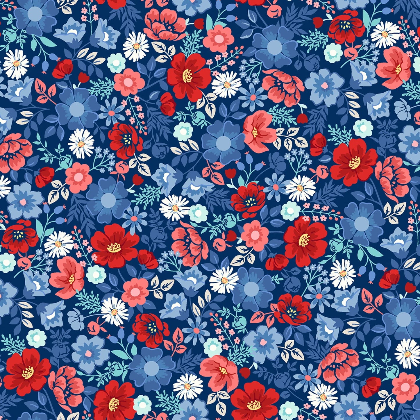 By the Half Yard - Star Spangled Beauty Navy Flower Parade by Kimberbell Designs for Maywood 10840M-N #419