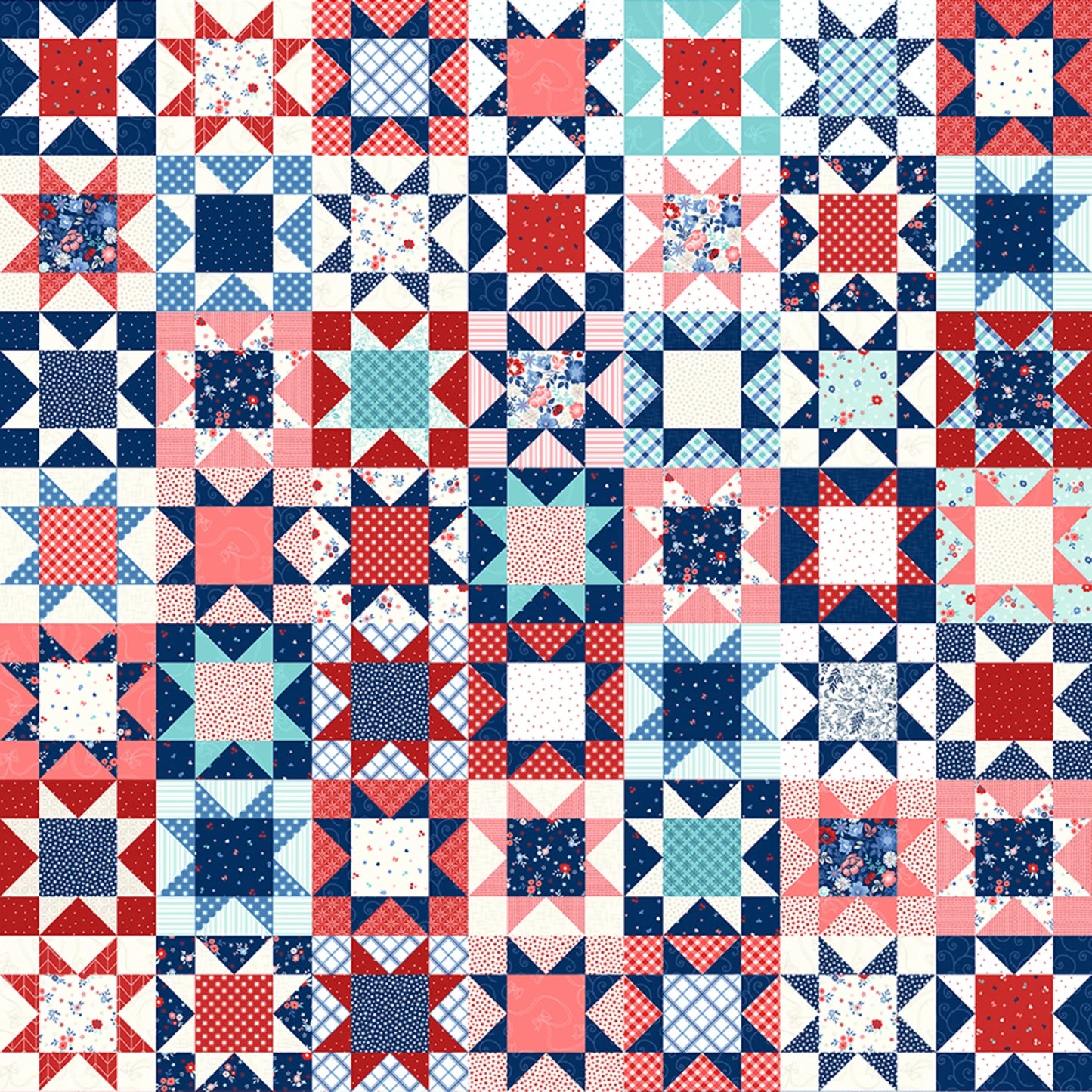 By the Half Yard - Star Spangled Beauty Multi Star Quilt by Kimberbell Designs for Maywood 10848M-Z #421