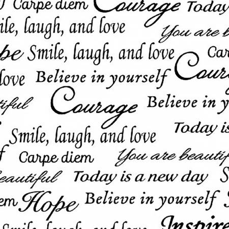 Wide Backing Inspirations Words in White 108in - by the Half Yard 41948-5