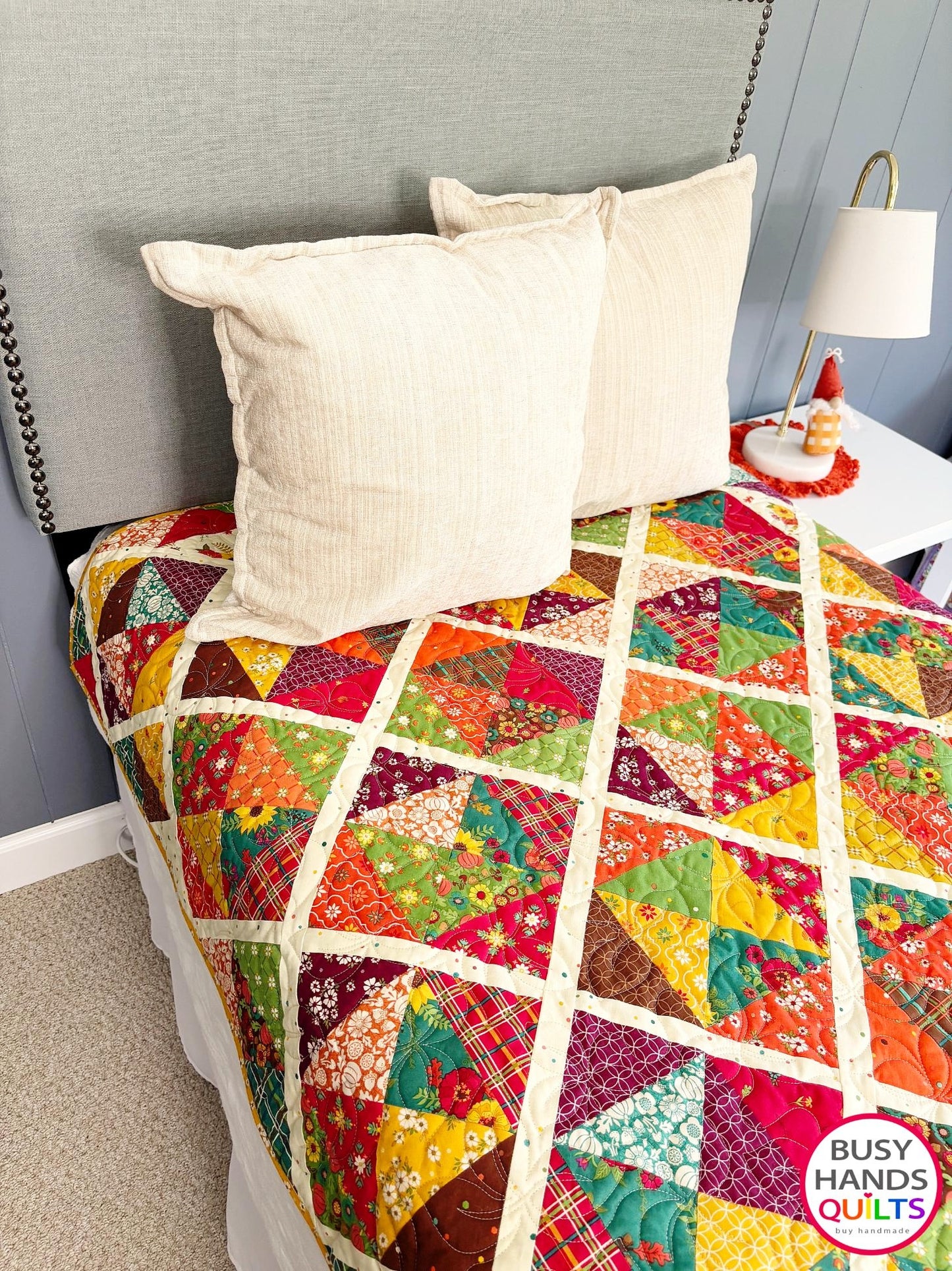 Handmade Sunshine Throw Quilt in Autumn Afternoon