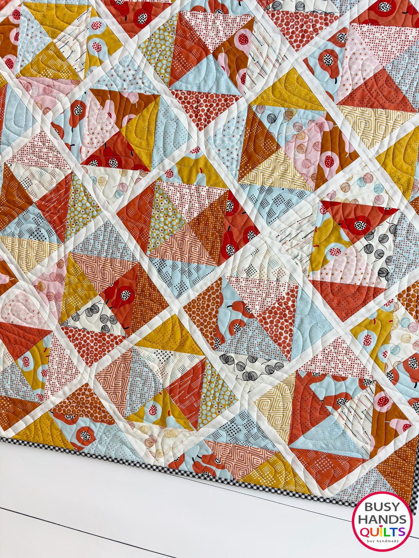 Handmade Sunshine Baby Quilt or Wall Hanging in Lazy Afternoon