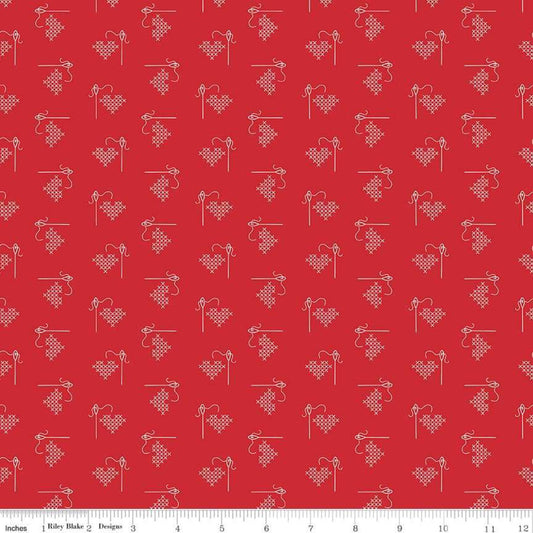 By the Half Yard - Bee Basics Heart in Red by Riley Blake C6401-RED #556