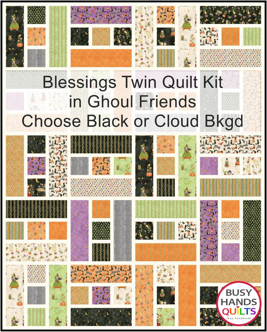 Blessings Twin Quilt Kit in Ghoul Friends (choice of background color)