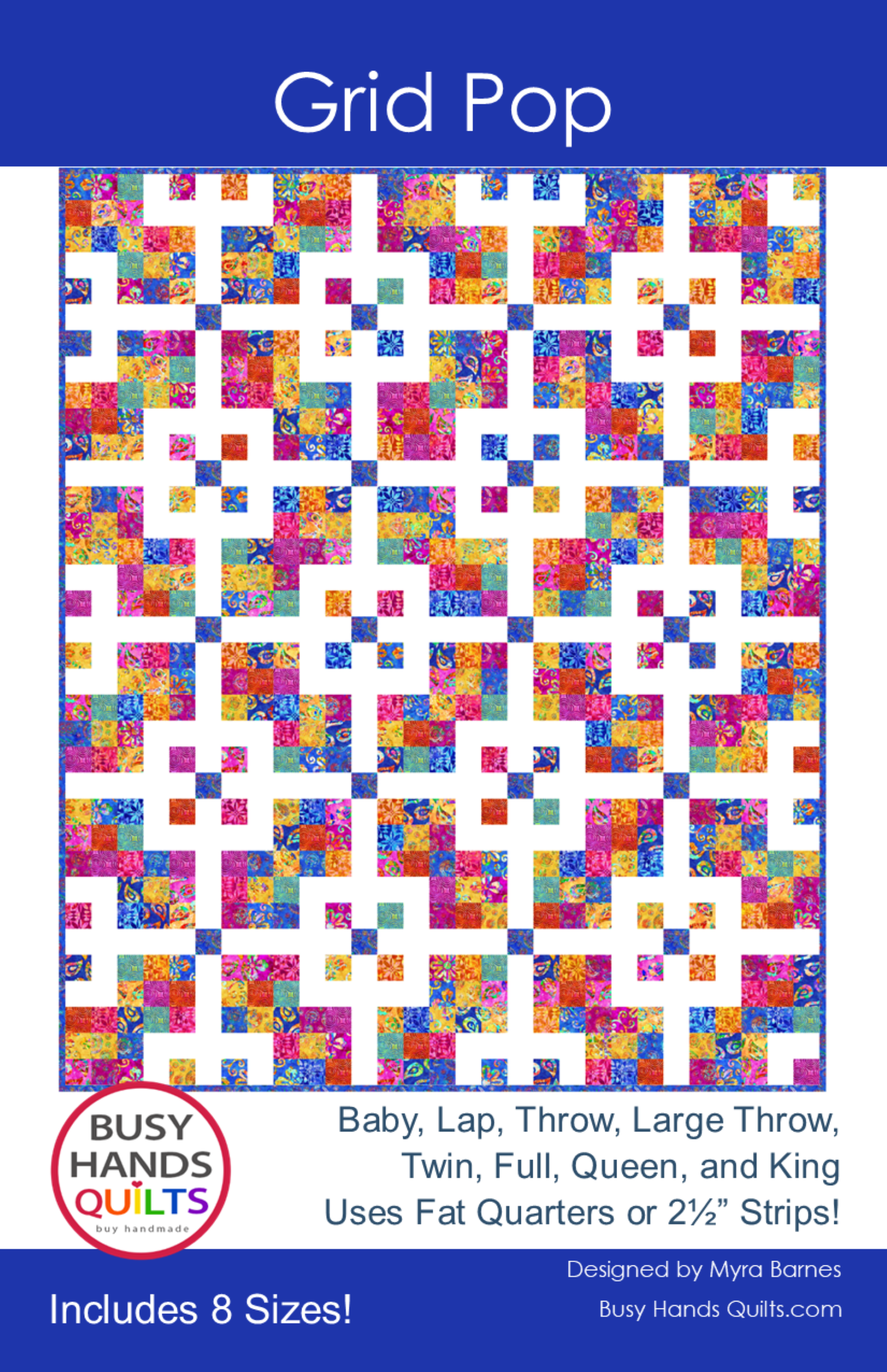 Grid Pop Quilt Pattern PRINTED