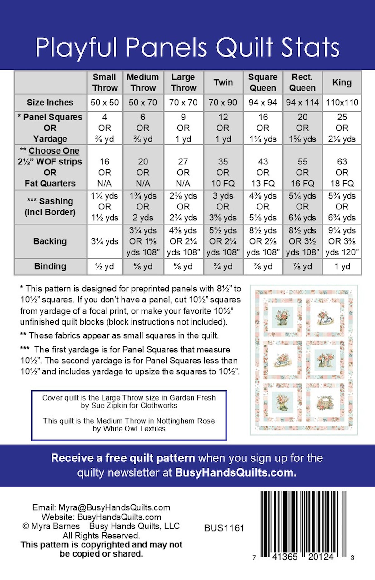 Playful Panels MEDIUM THROW Quilt Kit in Garden Fresh