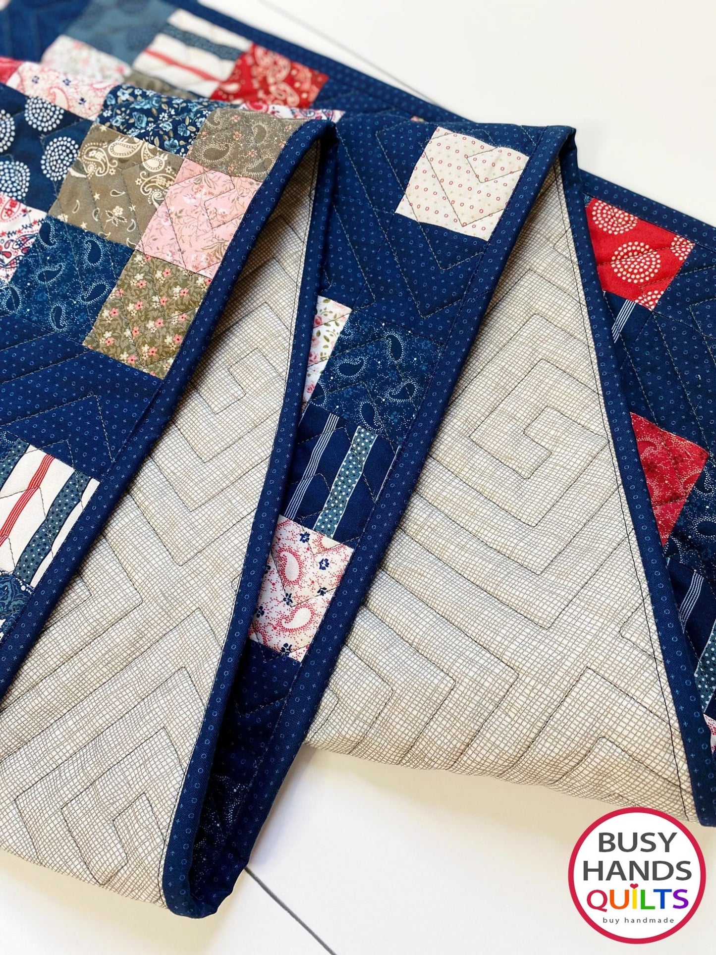 Handmade Grid Pop Throw Quilt in Hudson