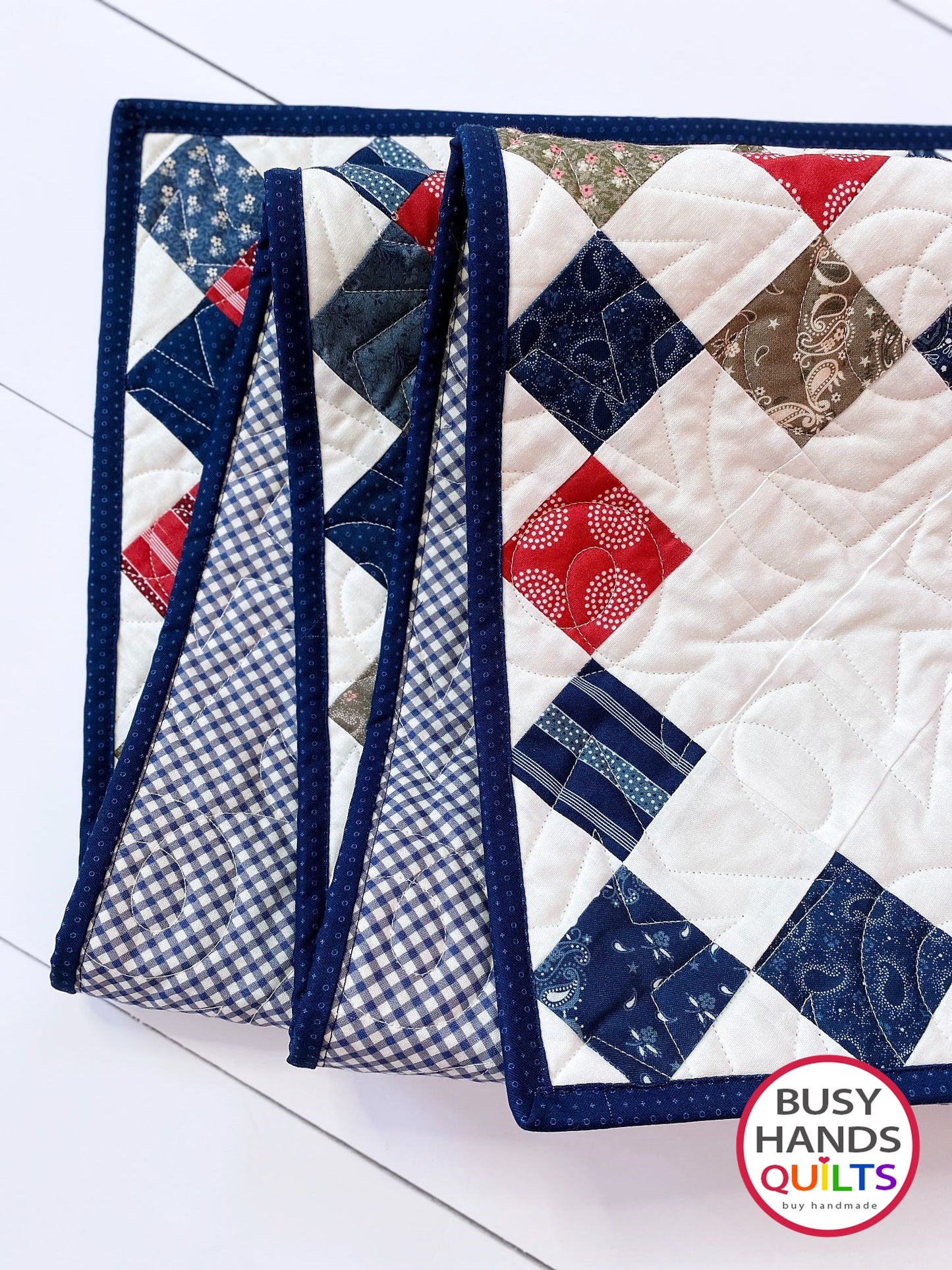 Handmade Picnic Plaid Throw Quilt in Hudson