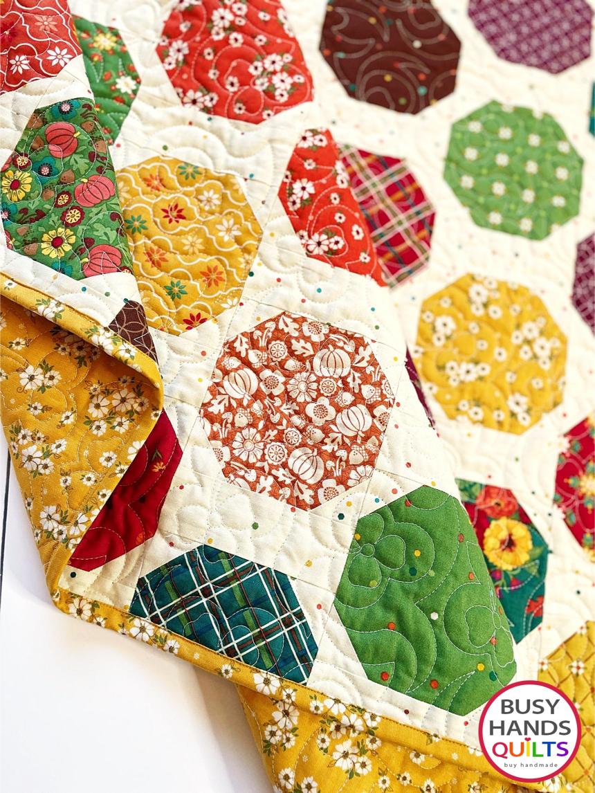 Handmade Wild Blooms Throw Quilt in Autumn Afternoon