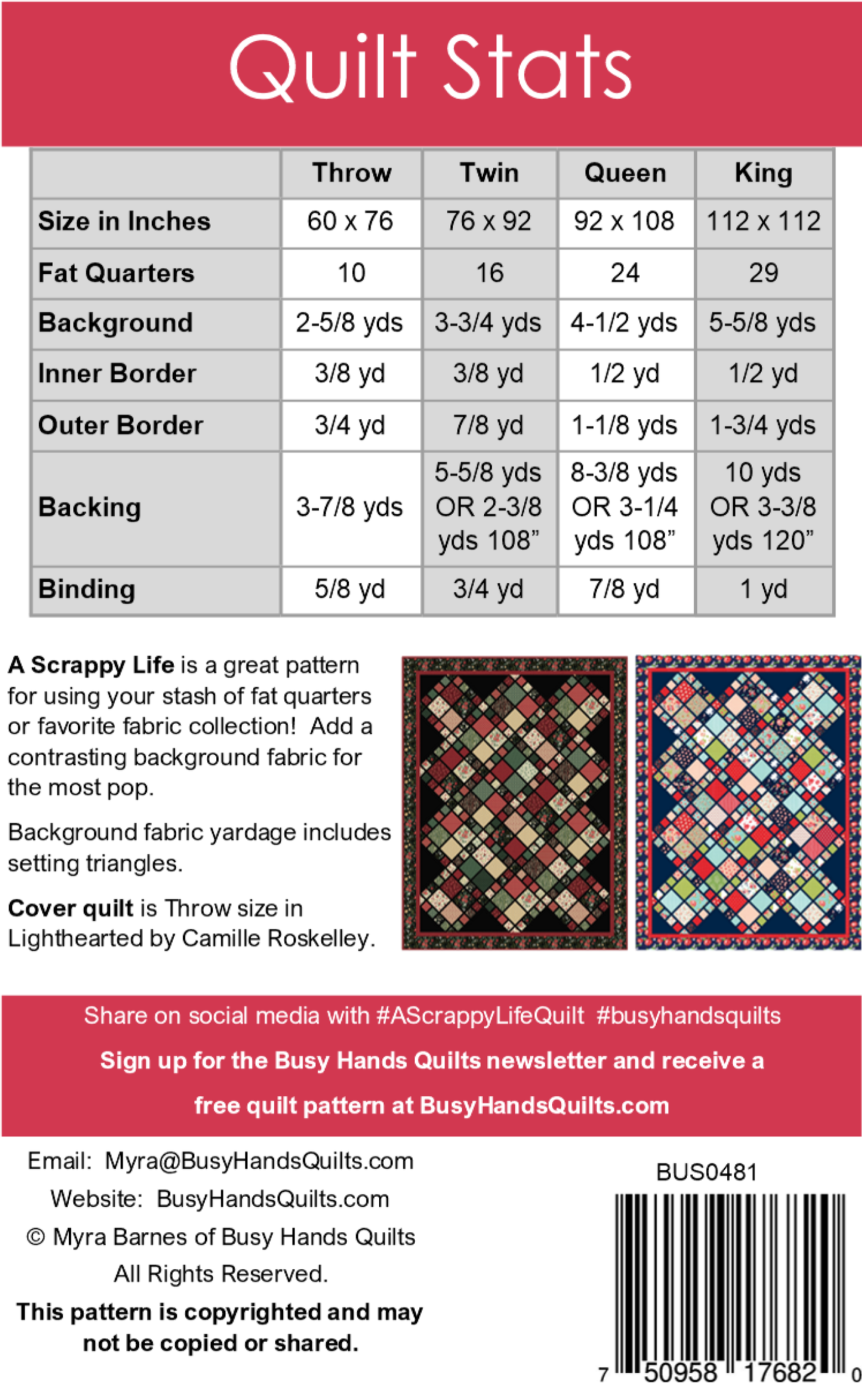 A Scrappy Life Quilt Pattern PRINTED