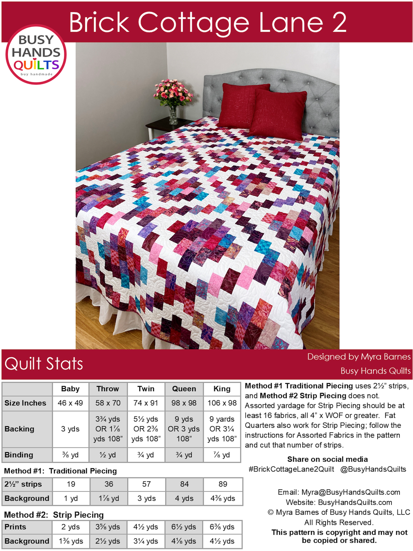 Brick Cottage Lane 2 Quilt Pattern PDF DOWNLOAD