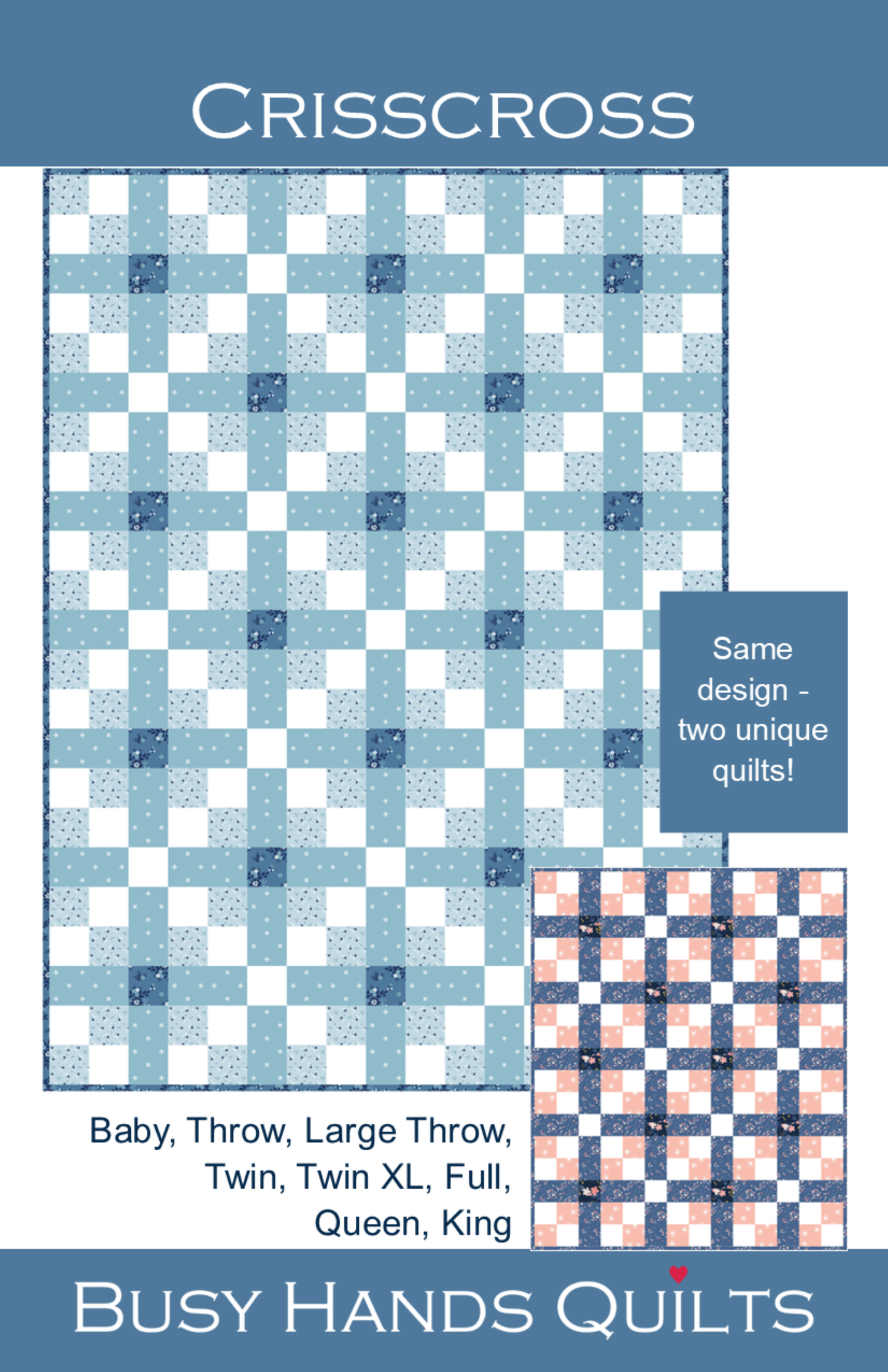 Crisscross Quilt Pattern PRINTED