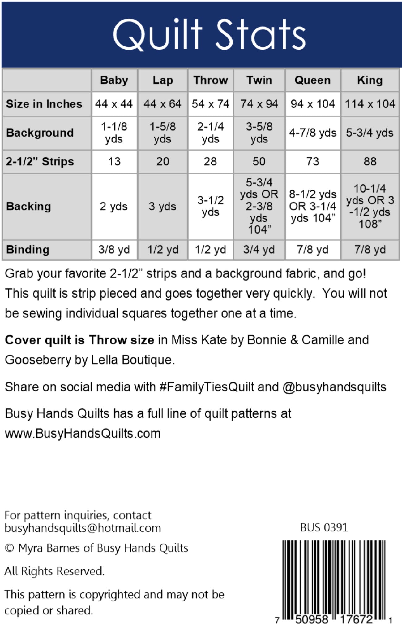 Family Ties Throw Size Quilt Kit in Star Spangled Beauty