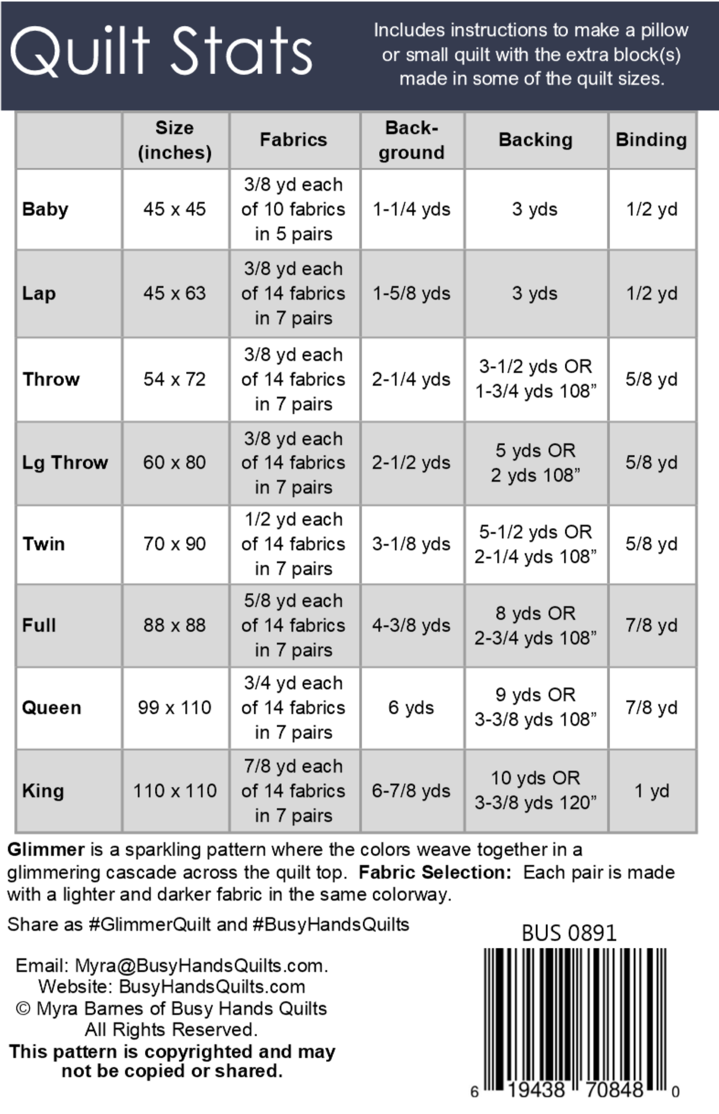 Glimmer Quilt Pattern PRINTED