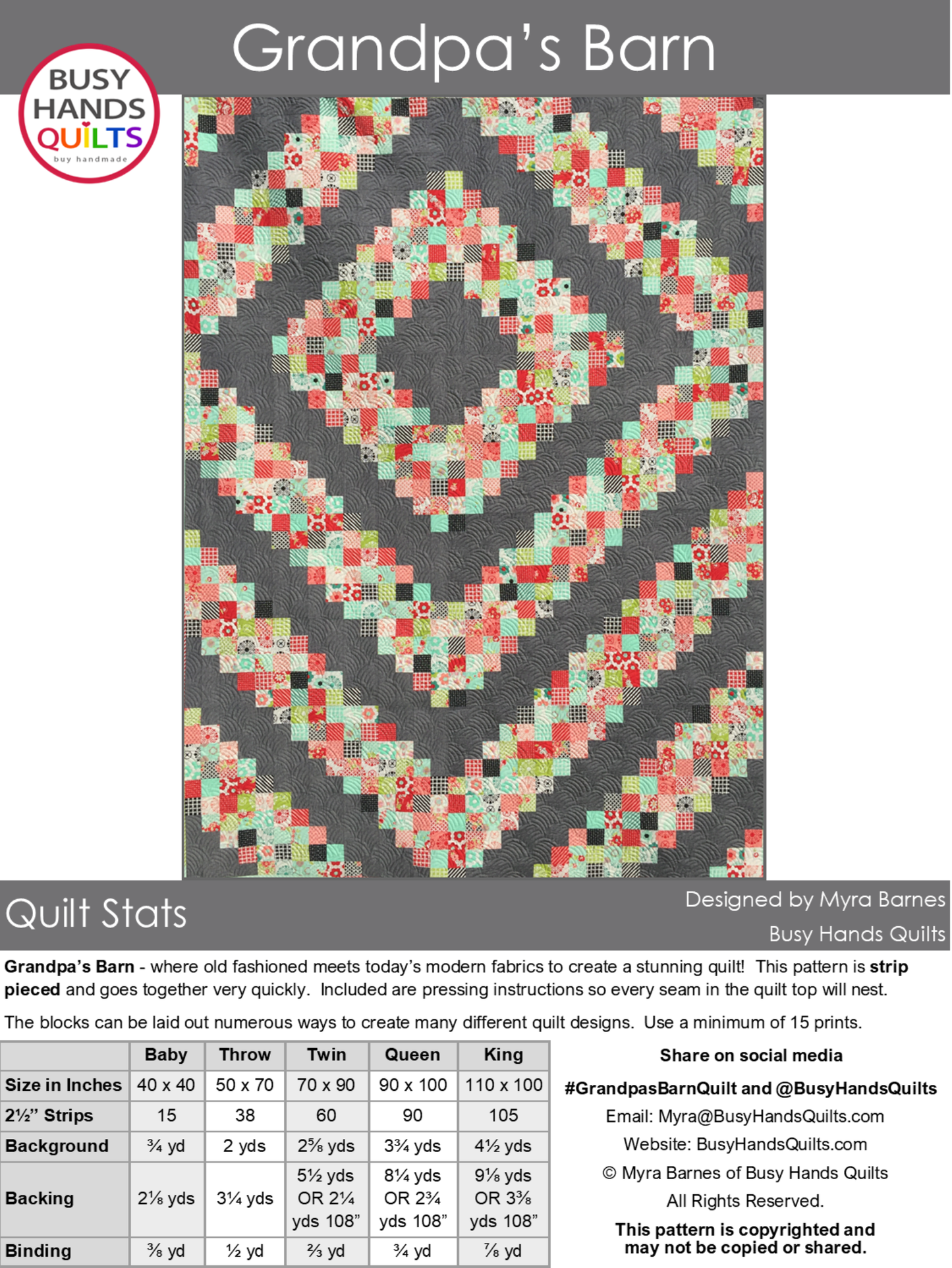 Grandpa's Barn Quilt Pattern PDF DOWNLOAD