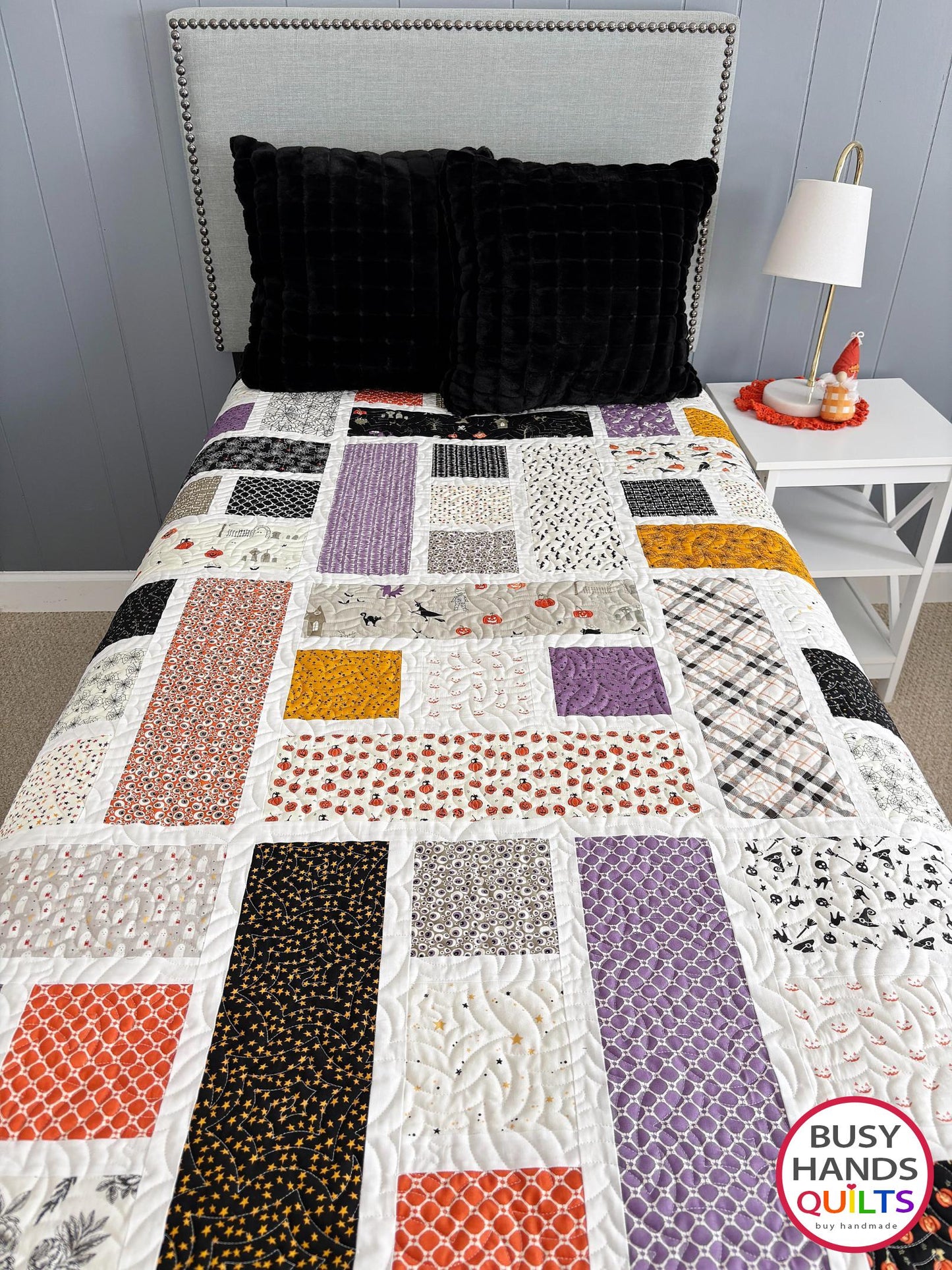 Handmade Blessings Throw Quilt in Halloween