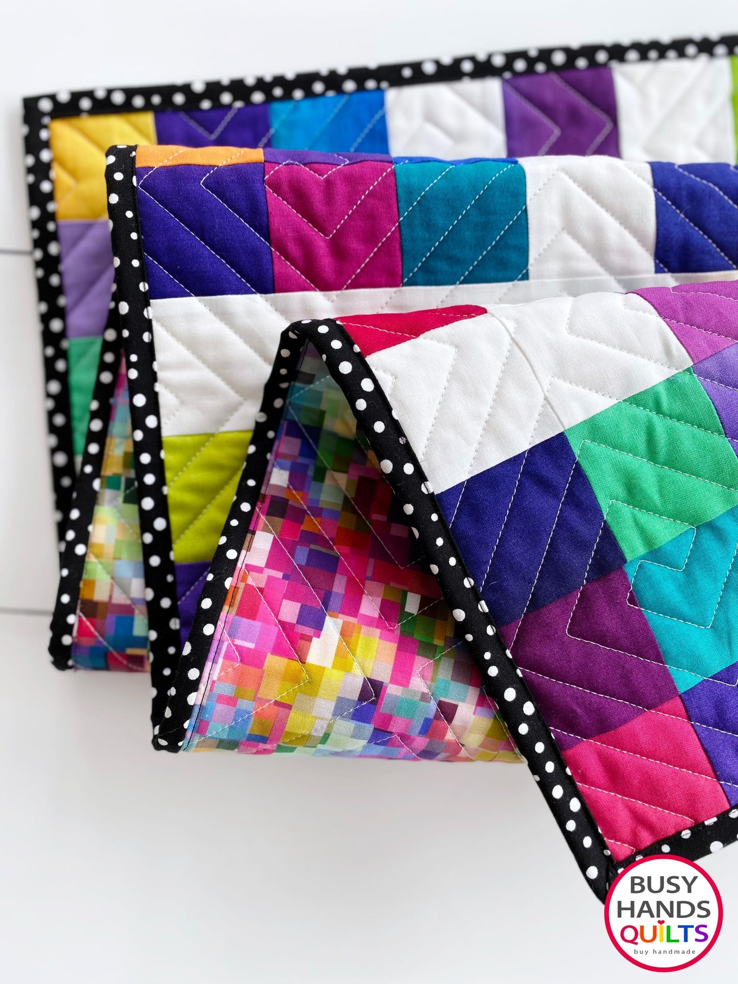 Handmade Grid Pop Baby Quilt in Essential Gradation