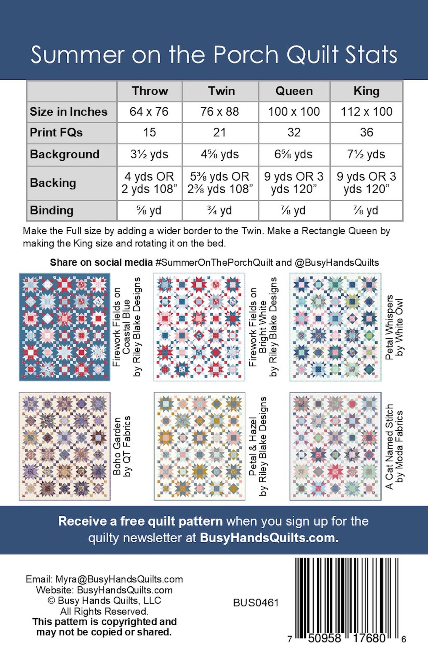 Summer on the Porch THROW Quilt Kit in Petalush