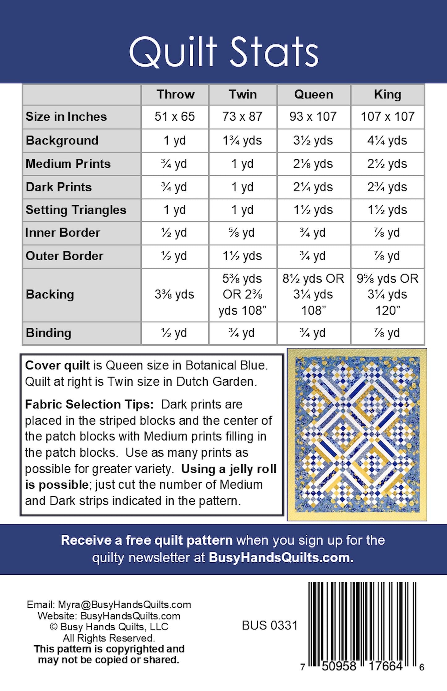 Sweet Caroline Quilt Pattern PRINTED