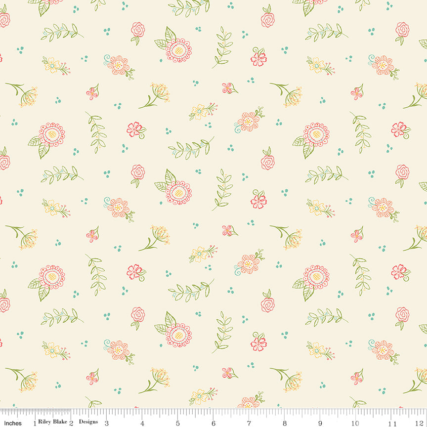 1 Yard - Embroidery in Cream from Market Street by Heather Peterson for Riley Blake Designs #22