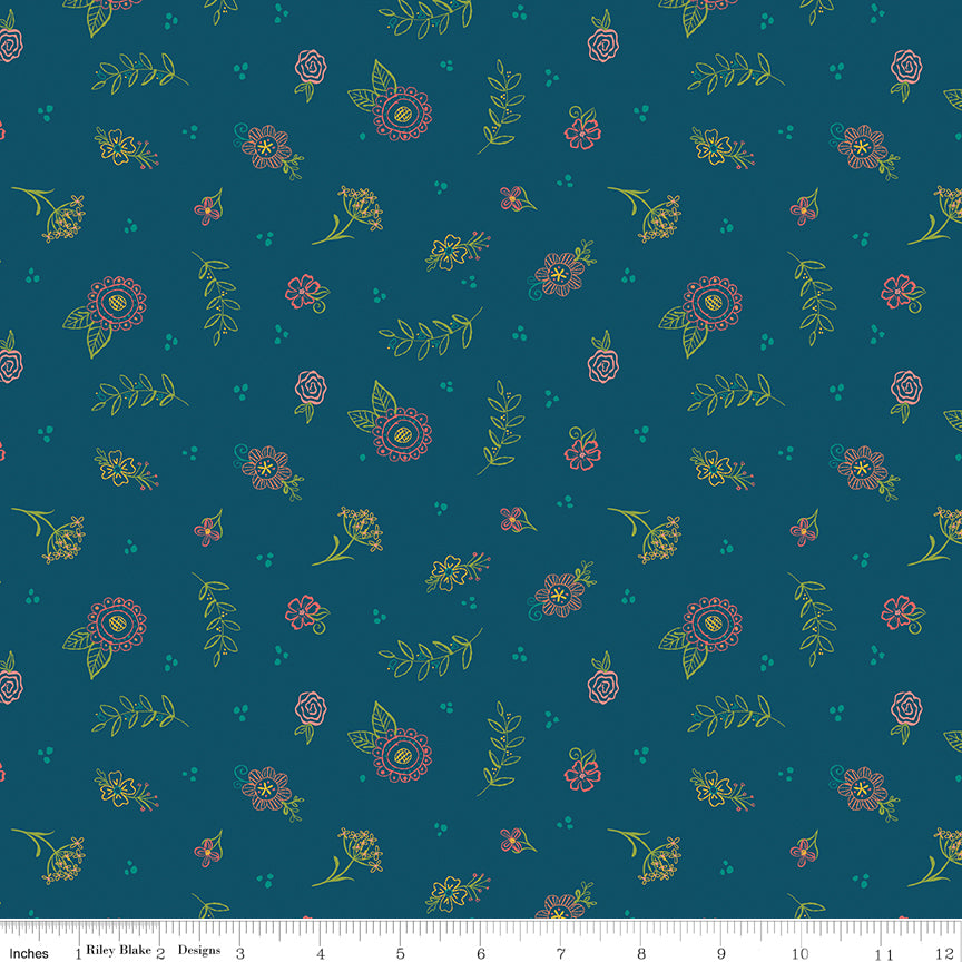 3-3/4 Yards - Embroidery in Navy from Market Street by Heather Peterson for Riley Blake Designs C14126-NAVY #39