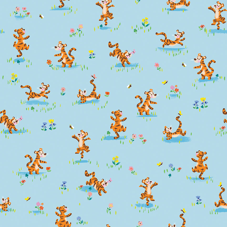 LAST CHANCE 1 Yard 11 Inches - Tigger Bounce in Sky from 100 Aker Woods by Riley Blake C15173-SKY #6