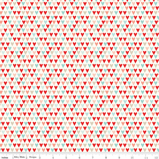 By the Half Yard - Hearts in Cream from You and Me by Riley Blake C15403-CREAM #517