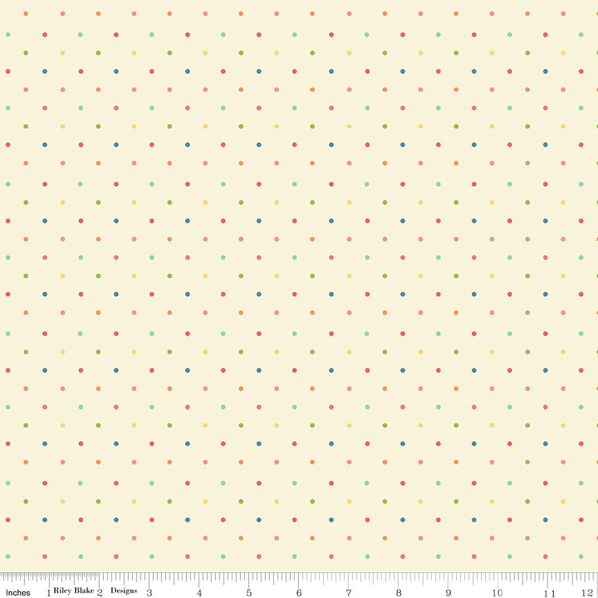 2-1/8 Yards First Blooms Dots in Vanilla by by Heather Peterson for Riley Blake C16329-VANILLA #38