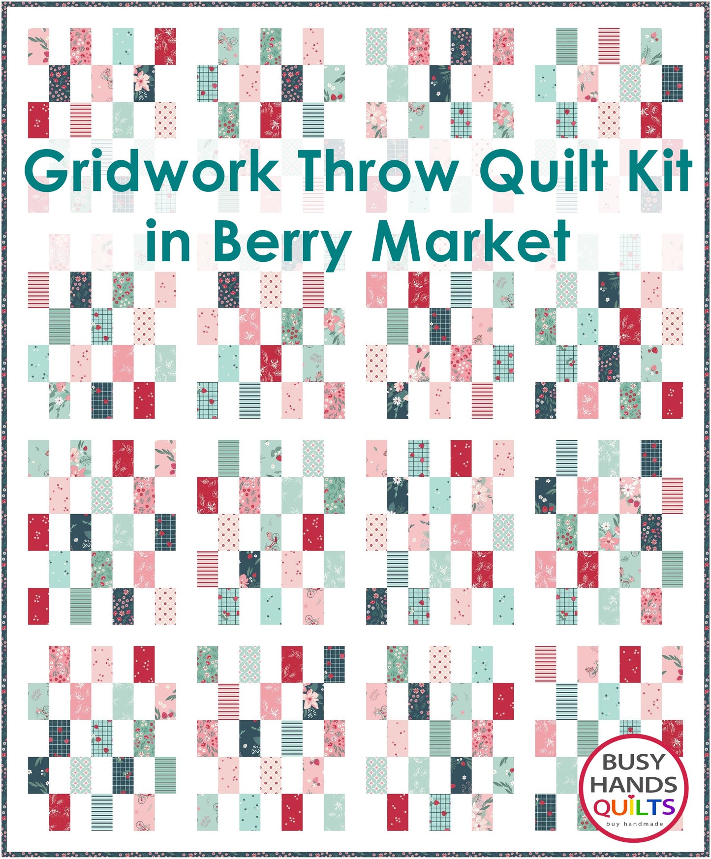 Gridwork Throw Quilt Kit in Berry Market