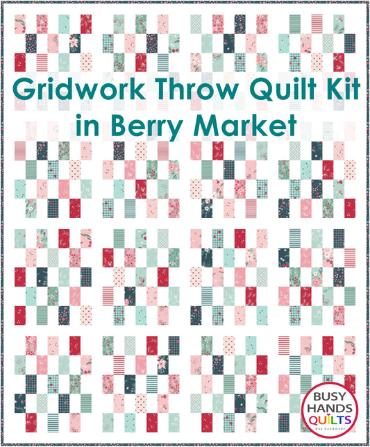 Gridwork Throw Quilt Kit in Berry Market