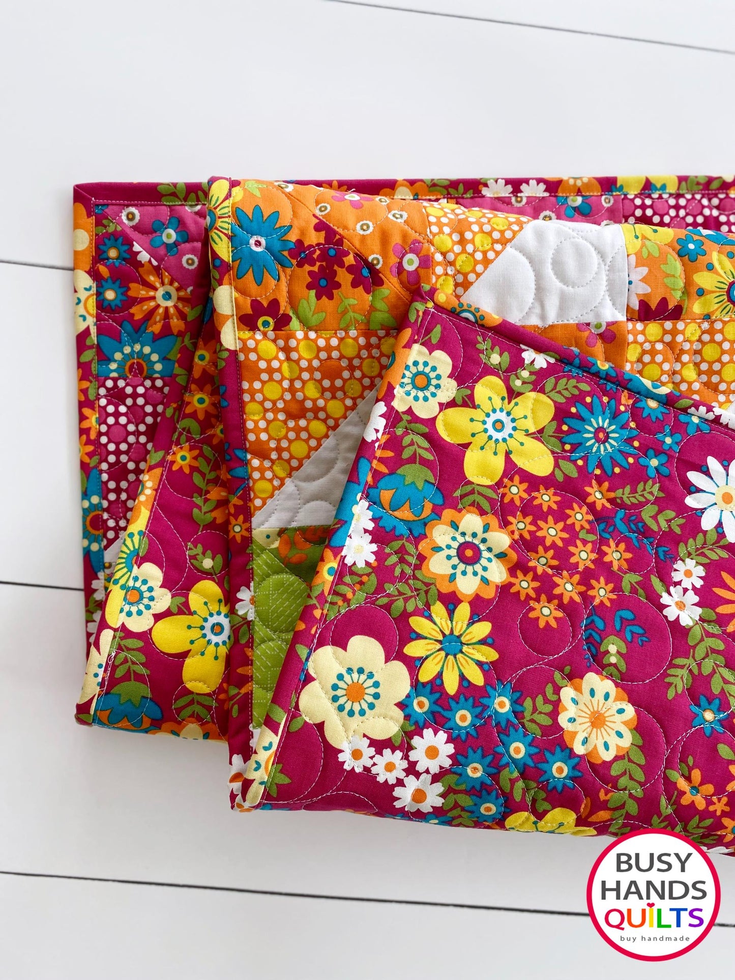 Handmade Horizon Baby Quilt in Mini Fab