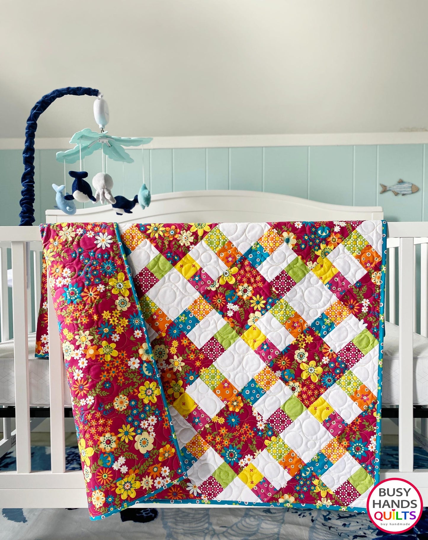 Handmade Bountiful Baby Quilt in Mini Fab