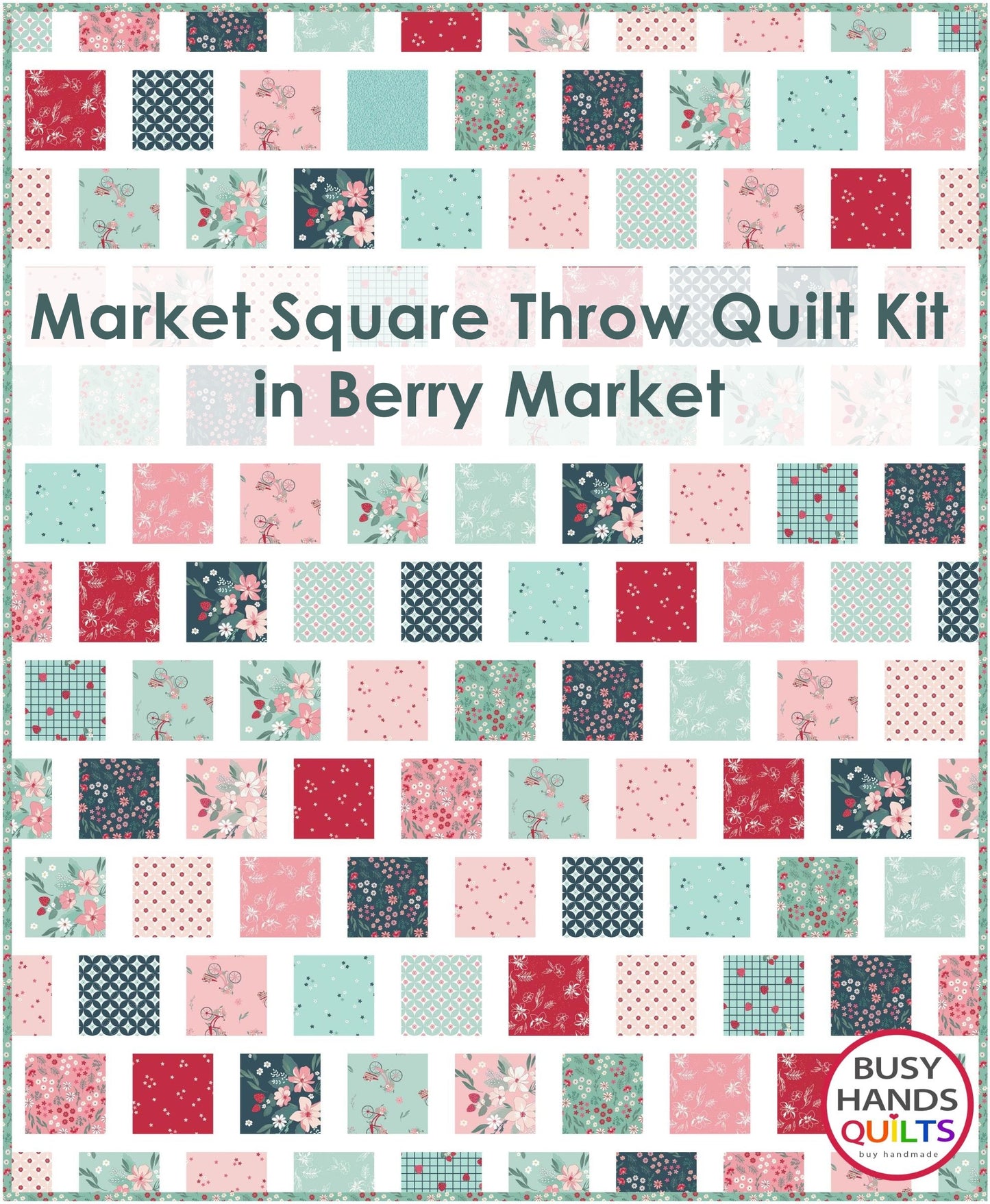Market Square Throw Quilt Kit in Berry Market