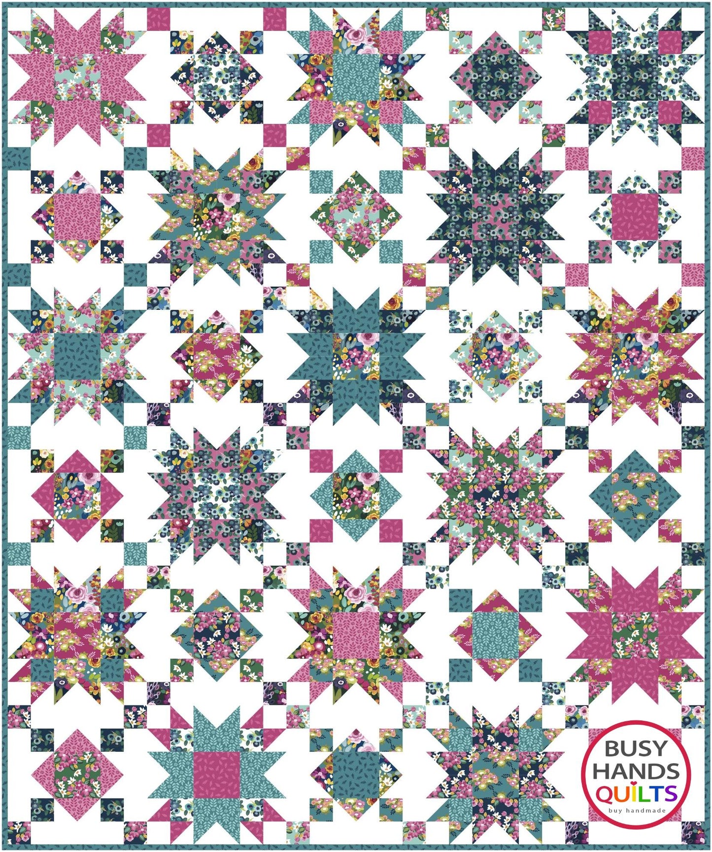 Summer on the Porch Throw Quilt Kit in Morning Meadow - Choice of White or Navy Background