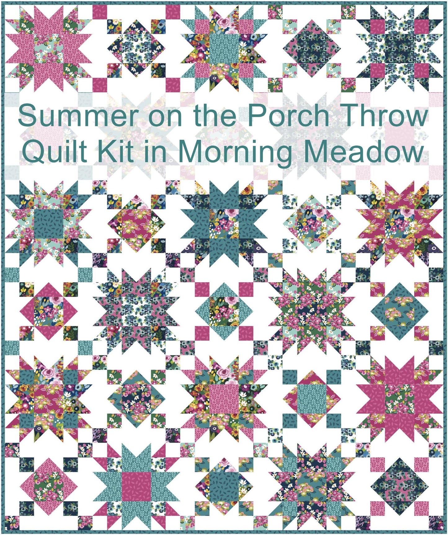 Summer on the Porch Throw Quilt Kit in Morning Meadow - Choice of White or Navy Background