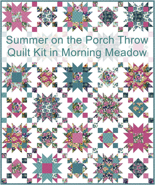 Summer on the Porch Throw Quilt Kit in Morning Meadow - Choice of White or Navy Background