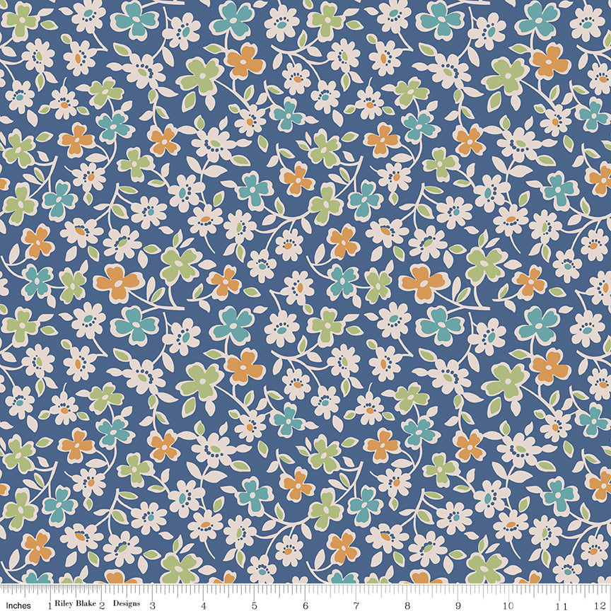 3 Yards Wide Backing Cosmos in Denim from Autumn by Lori Holt 107/108in WB14672 #16