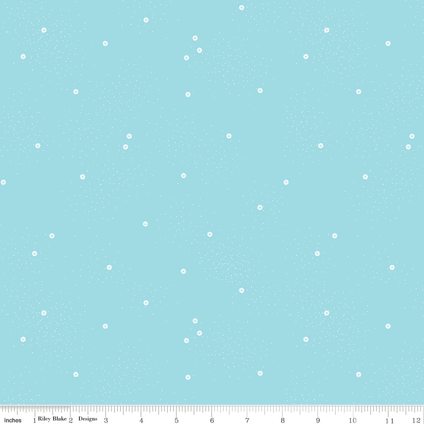 Light blue wide backing quilt fabric with white polka dots
