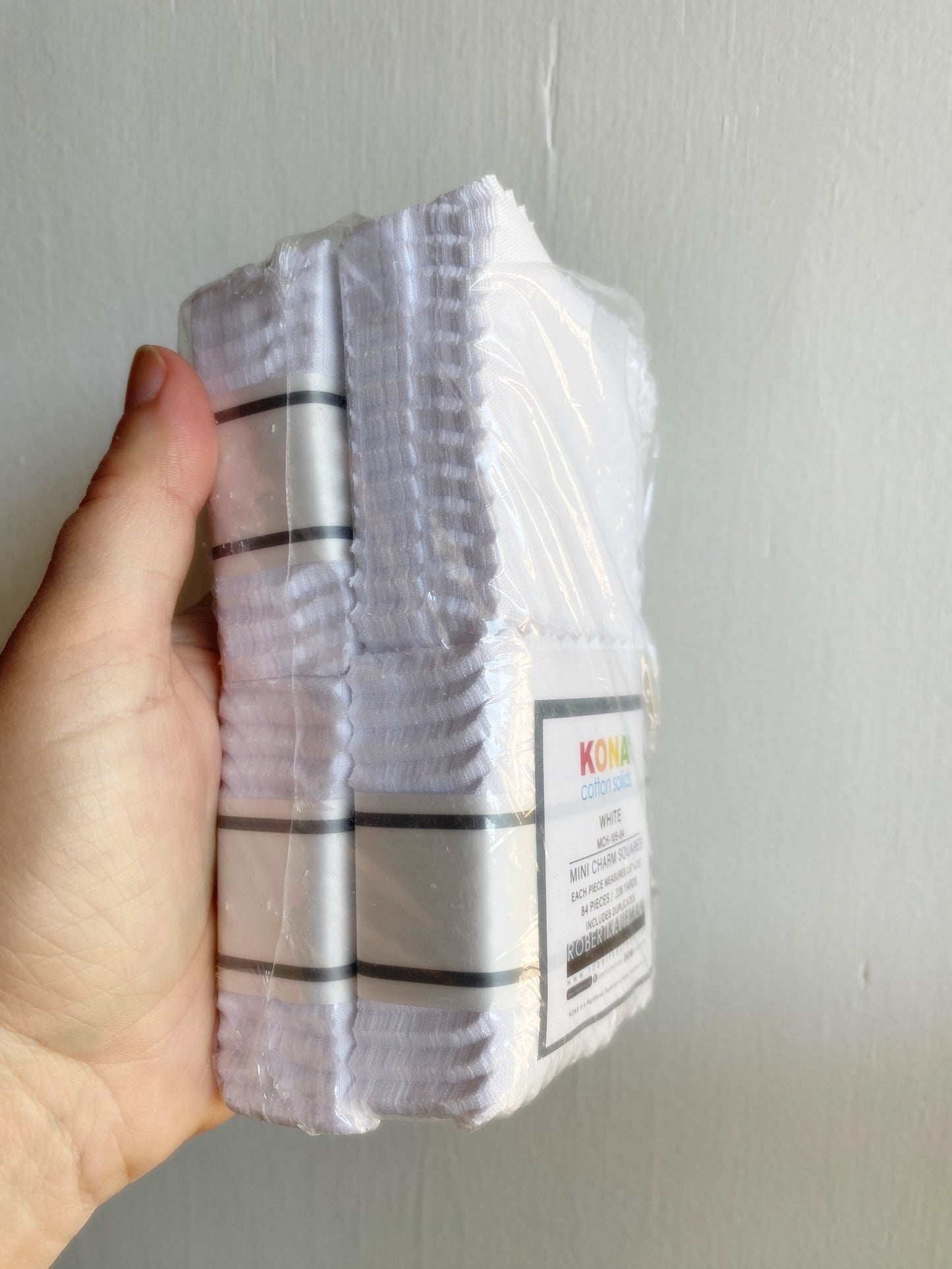 4 Stacks Kona Cotton White Mini Charm Squares - 332 squares - Robert Kaufman MCH-105-84 #297