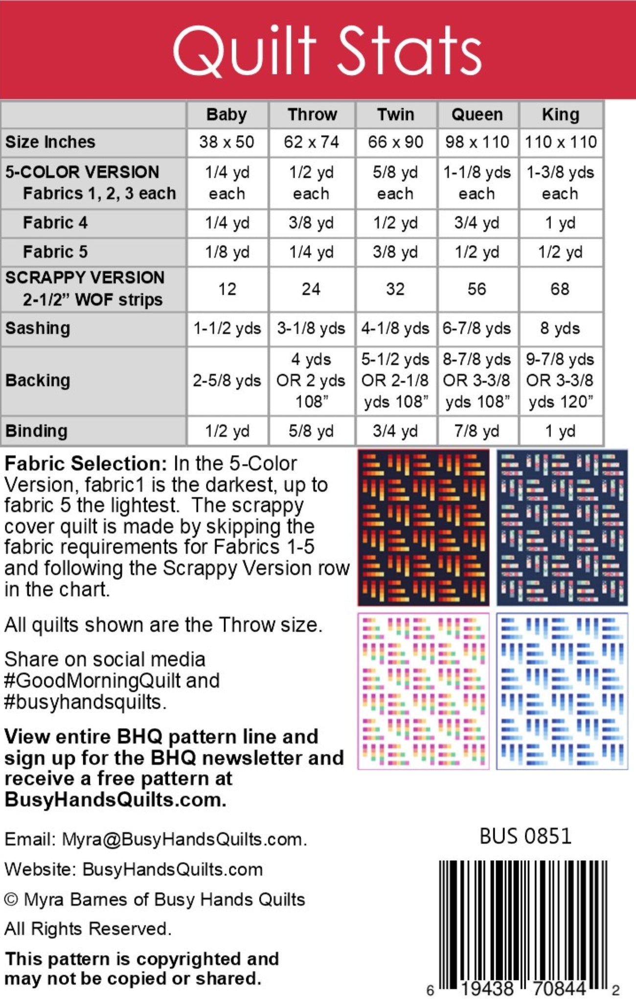 Good Morning Quilt Pattern PRINTED Busy Hands Quilts {$price}