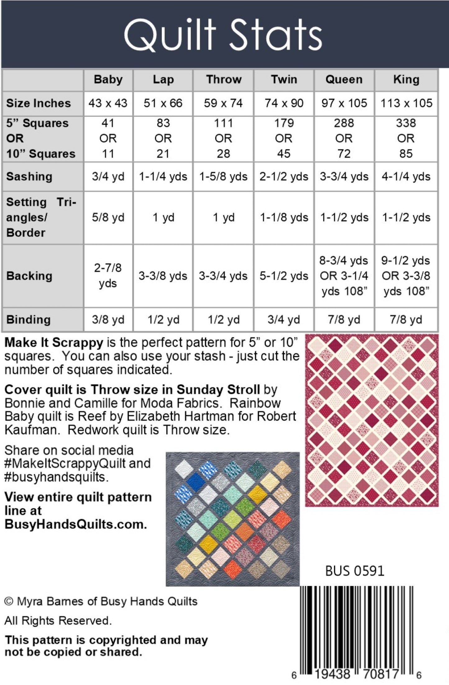 Make It Scrappy Quilt Pattern PDF DOWNLOAD Busy Hands Quilts $12.99