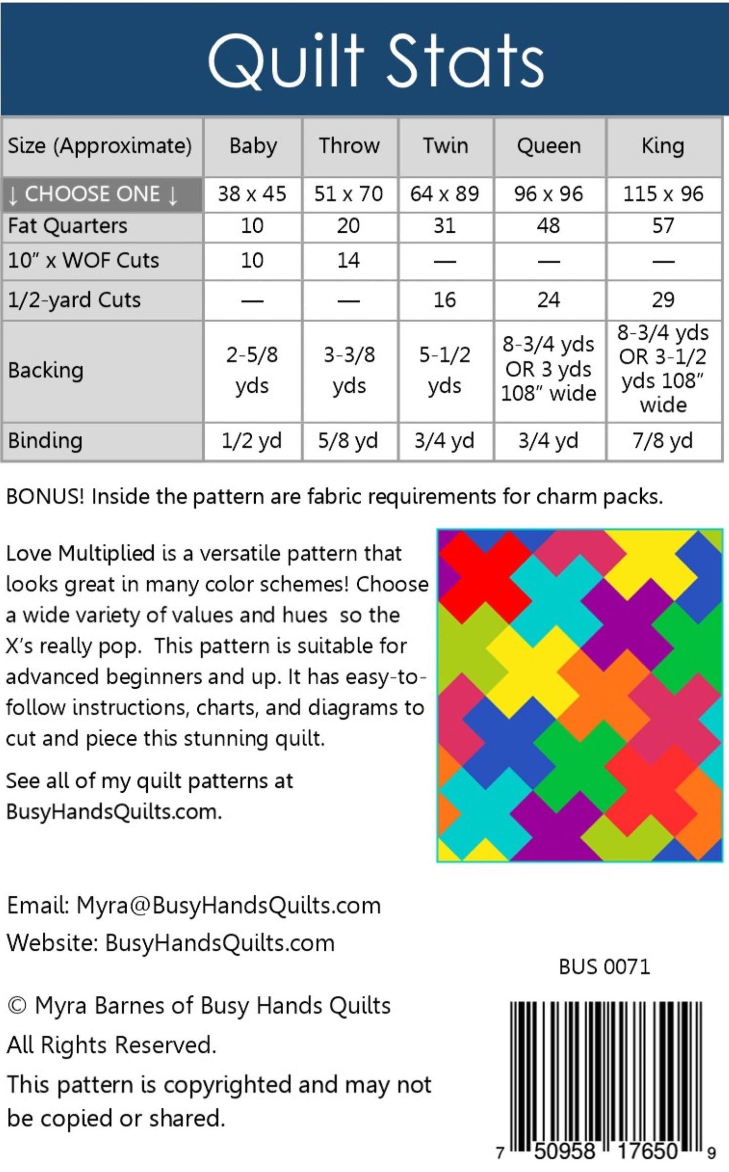 Love Multiplied Quilt Pattern PDF DOWNLOAD Busy Hands Quilts $12.99