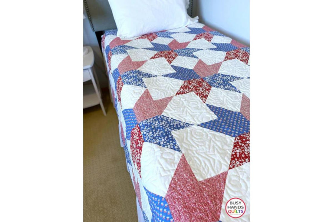 Forever Stars Throw Quilt in Red White and Blue!