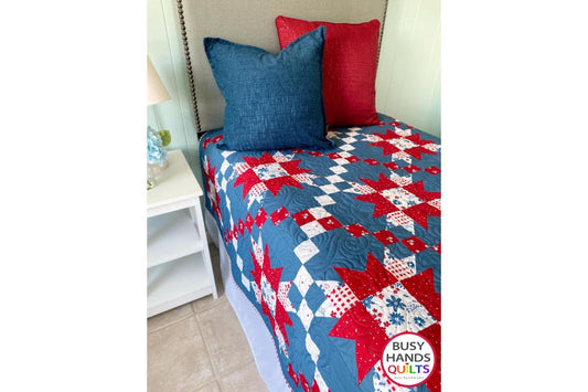 Shooting Stars Throw Quilt in Firework Fields on Blue Background!