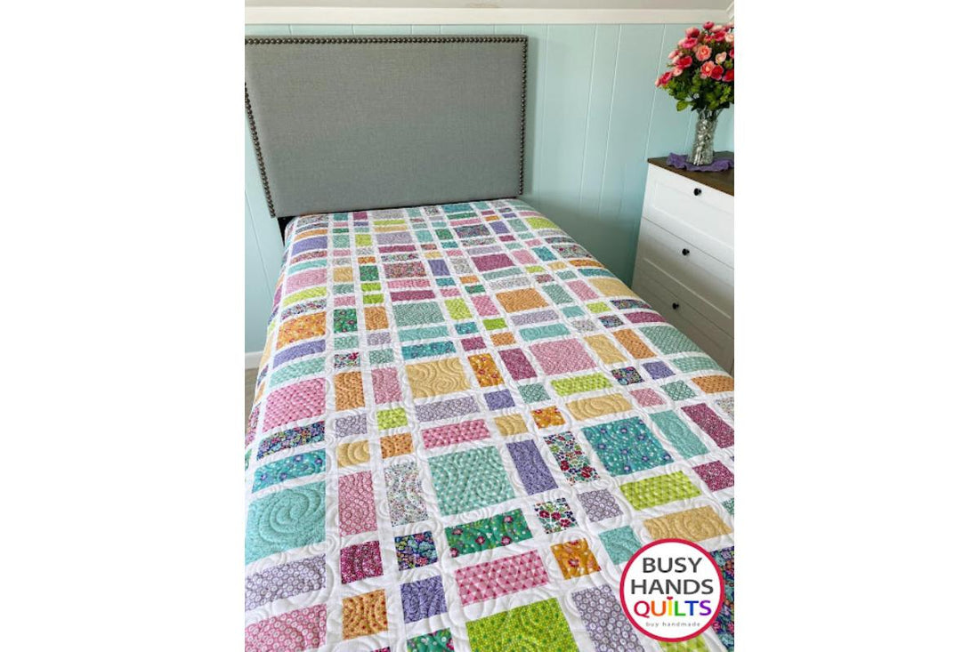 Snappy Squares Throw Quilt in Vibrance by Riley Blake Designs!