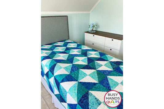 Windblown Throw Quilt in Blue and Teal Batiks - a stash friendly wave quilt!