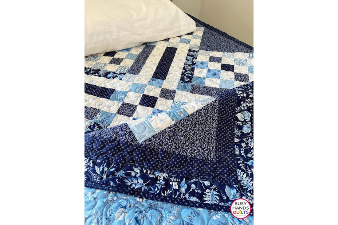 Sweet Caroline Quilt Pattern - Throw Size in Botanical Blue!