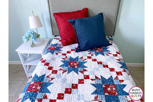 Shooting Stars Throw Quilt in Firework Fields on White Background!