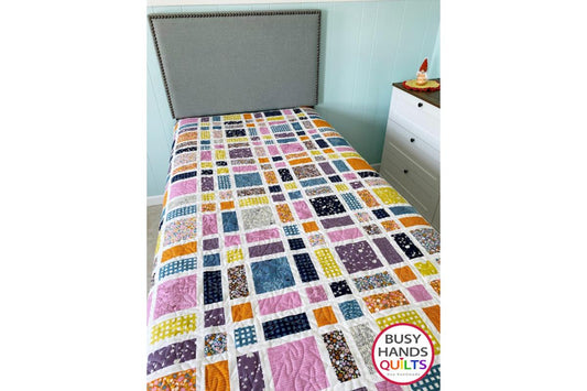 Snappy Squares Throw Quilt in Marigold - Perfect Stash-Busting Quilt Pattern!